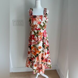 Chloe + Rene Floral Midi Dress women’s Size Medium Petite Cottagecore Boho